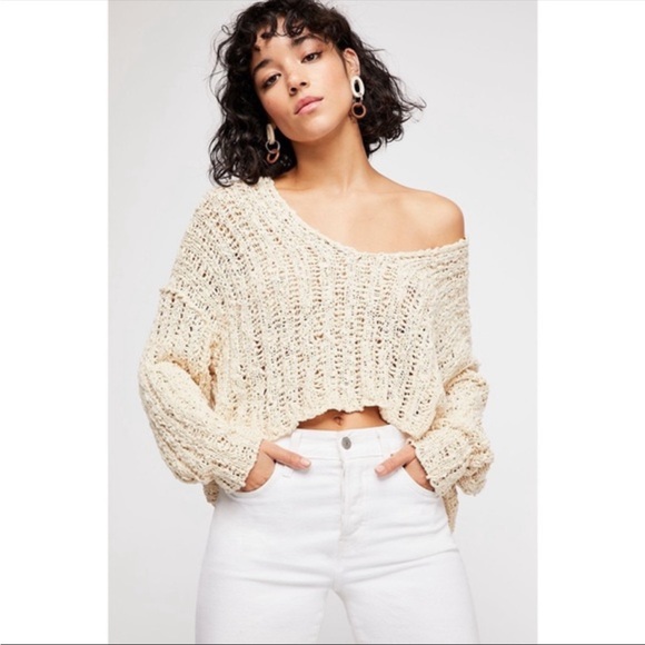 Free People Sweaters - ✨ Free People Beach Comber Cream Cropped Open Knit Sweater ✨